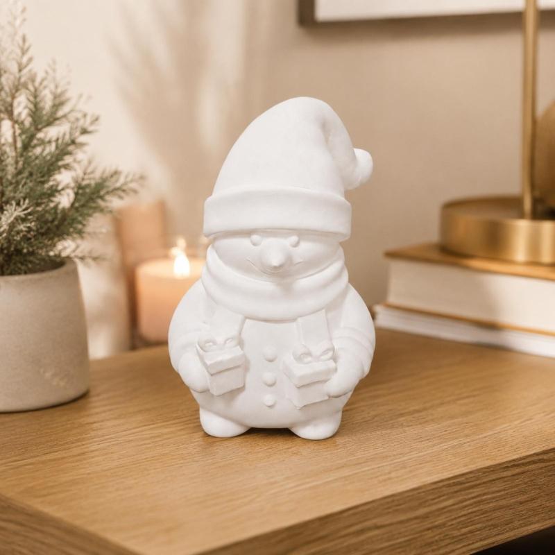 3D Printed Snowman Figurine, White Collectible Sculpture for Christmas Shelf and Desktop Decors, Holiday Parties Gift