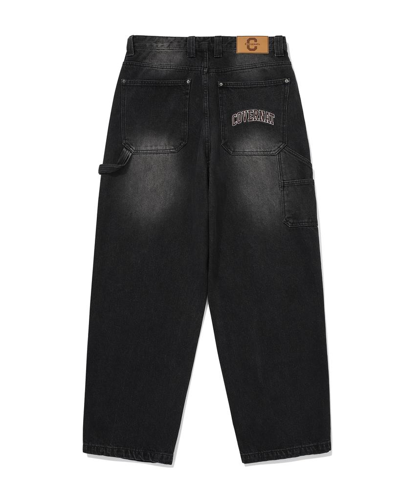 COVERNAT Semi-Wide Fit Carpenter Denim Pants Black