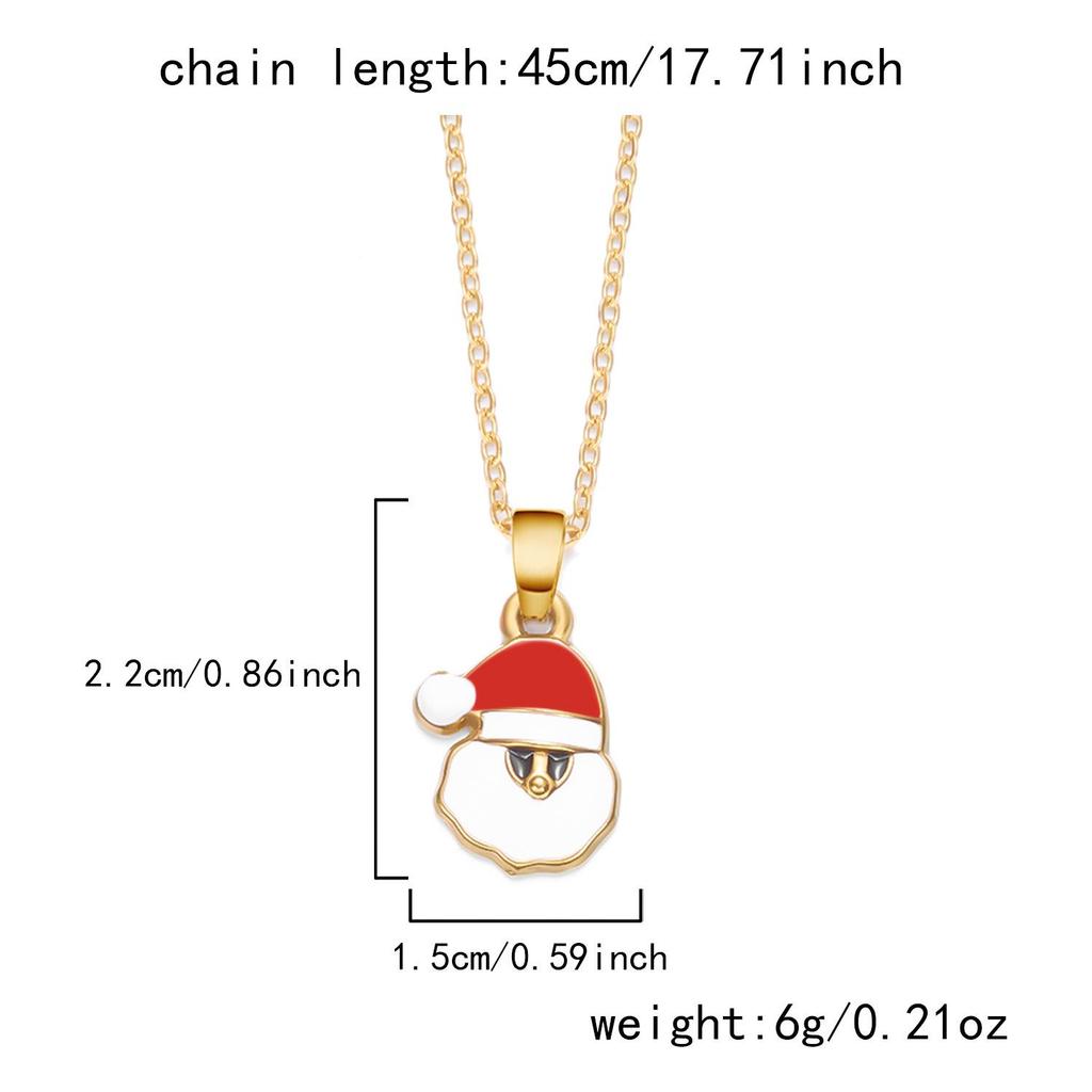 Europäische und amerikanische Edelstahl-Cartoon-Weihnachtskette mit Tropföl-Schneeflocken- und Baum-Anhängern