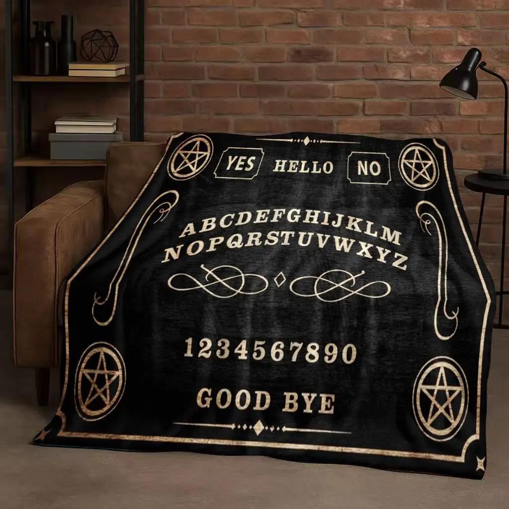 HD Retro Witch Spirit Ouija Board Flannel Blanket,Ultra Soft Warm Plush Throw for Home Bedroom Bed Sofa Cover Kids Gift Picnic