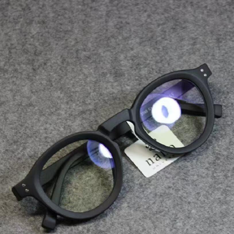Fashion New Japanese Retro Style Men and Women Vintage Round Frame Glasses Pin Fashion Personalized Flat Mirror