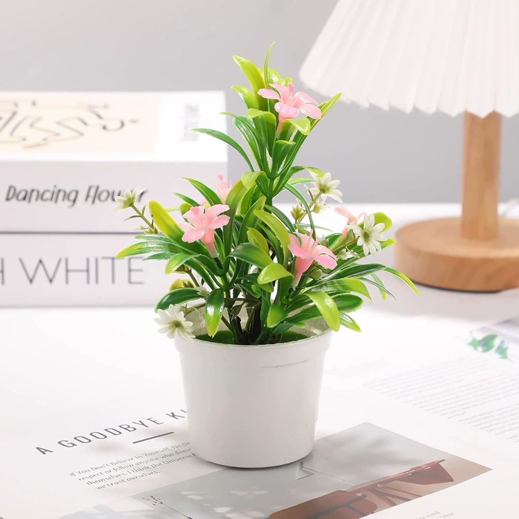 Artificial Potted Plant Decorative Tabletop Fake Flower Arrangement Indoor Home Office Desk Greenery Landscape Faux Botanical Ornament