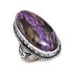Natural Russian Charoite Gemstone Handmade 925 Sterling Silver Ring Size 9 u9c47
