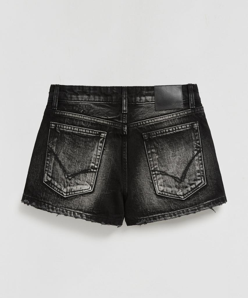 LMOOD WOMEN Raw Denim Shorts Washed Black