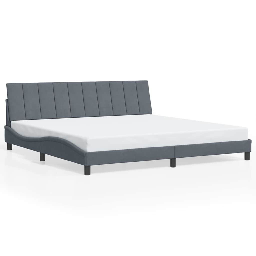 Bed Frame without Mattress Hanko Dark Grey 200x200 cm Velvet