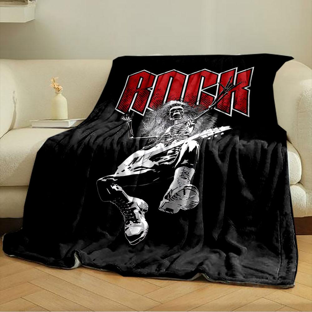 Rock Skeleton Guitar Blanket for all seasons blanket lunch break throw gift