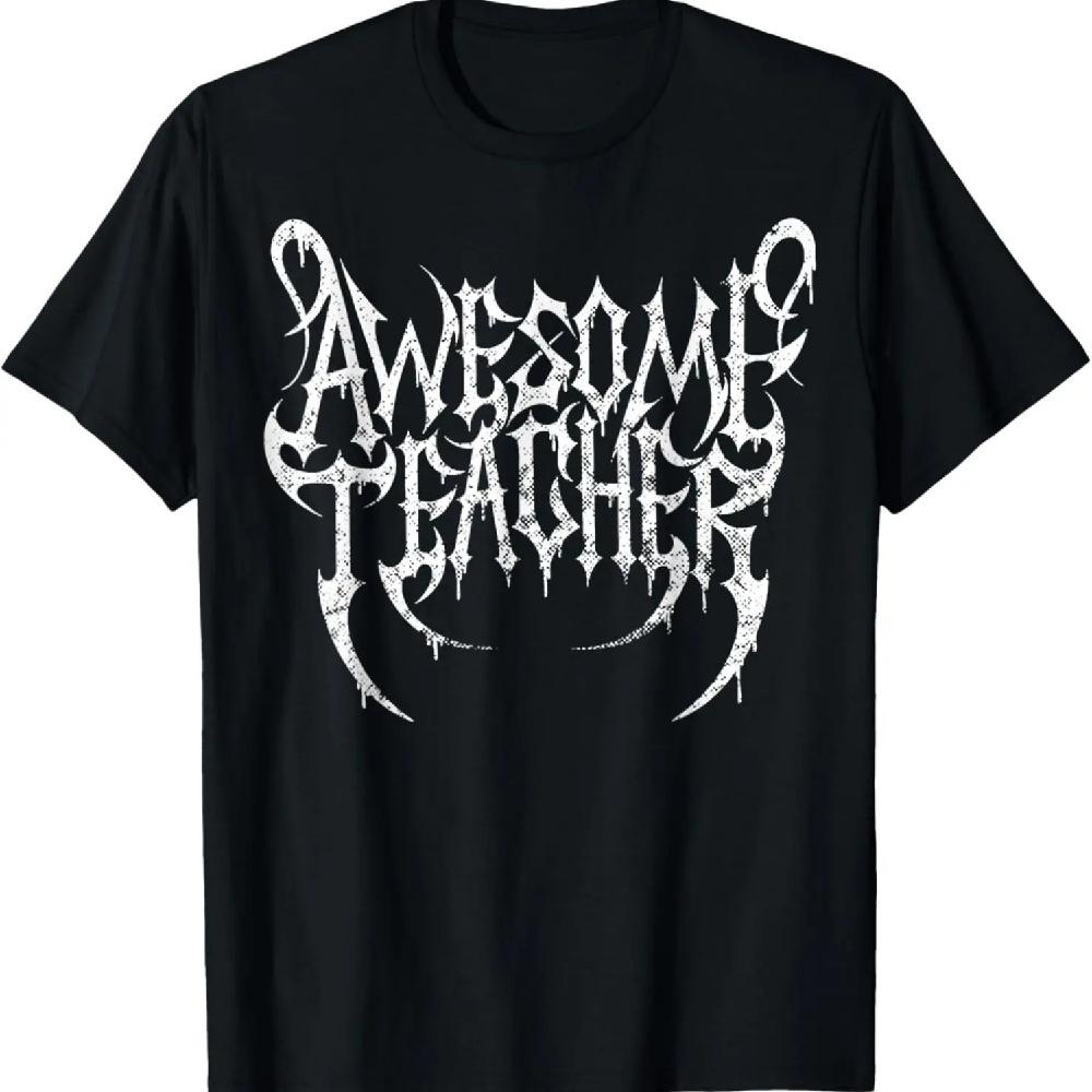 

ROCK STAR teacher distressed Death METAL logo T-Shirt XXXXXL чёрный
