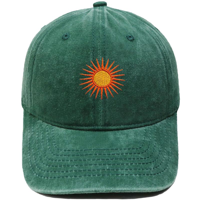 Radiant sun embroidery soft top retro dad hat bohemian outdoor outing men's and women's sunshade cap