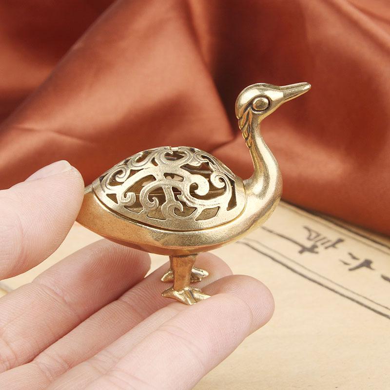 Brass Hongyan Furnace Desktop Ornament Shape Antique Style Craft Duck Incense Burner Old Copperware Wholesal