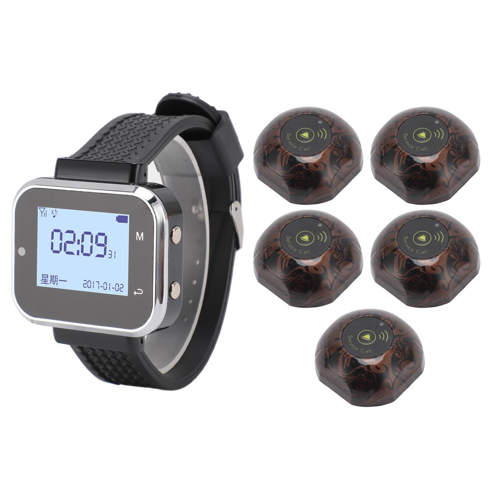 

Беспроводной наручный пейджер многоцелевой IPX4 водонепроницаемый пейджер для часов пейджинговая система 100‑240 В для ресторана EU Plug