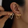 2025 New Gold Color Hollow Bow Stud Earrings for Women Simple Metal Line Wrapped Fashion Earrings Aesthetic Jewelry Gift