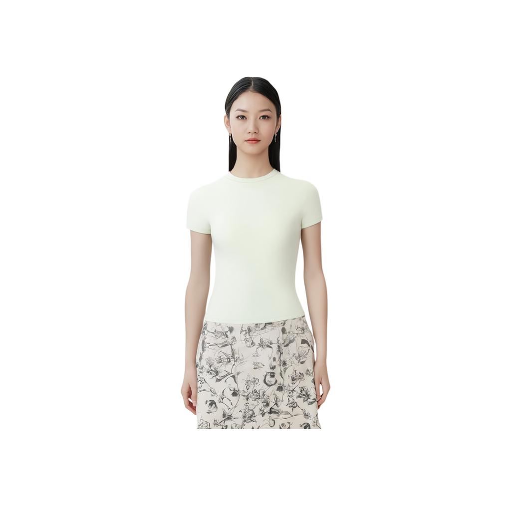 SKIMS Soft Slim Fit Comfortable Crew Neck Short Sleeve T-Shirt Women Tops Spearmint SP-TSH-0638-SPN