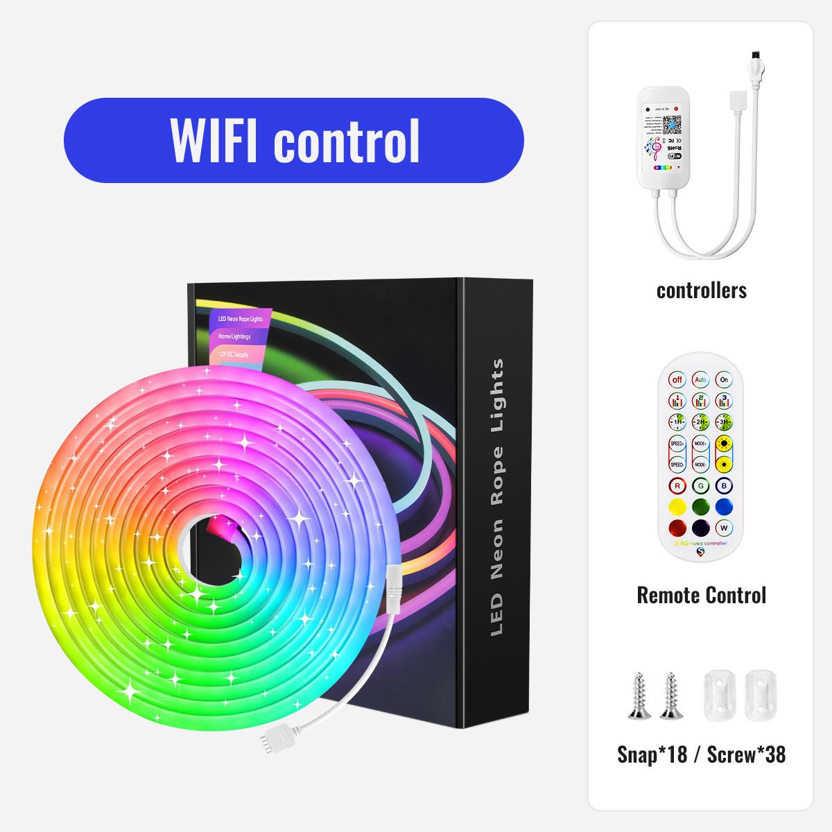 

10 м 12 В RGB Smart WIFI неоновая светодиодная лента, совместимая с Alexa, 108 светодиодов/м, водонепроницаемая, синхронизация с музыкой, самодельная лента, управляемая через приложение 10m