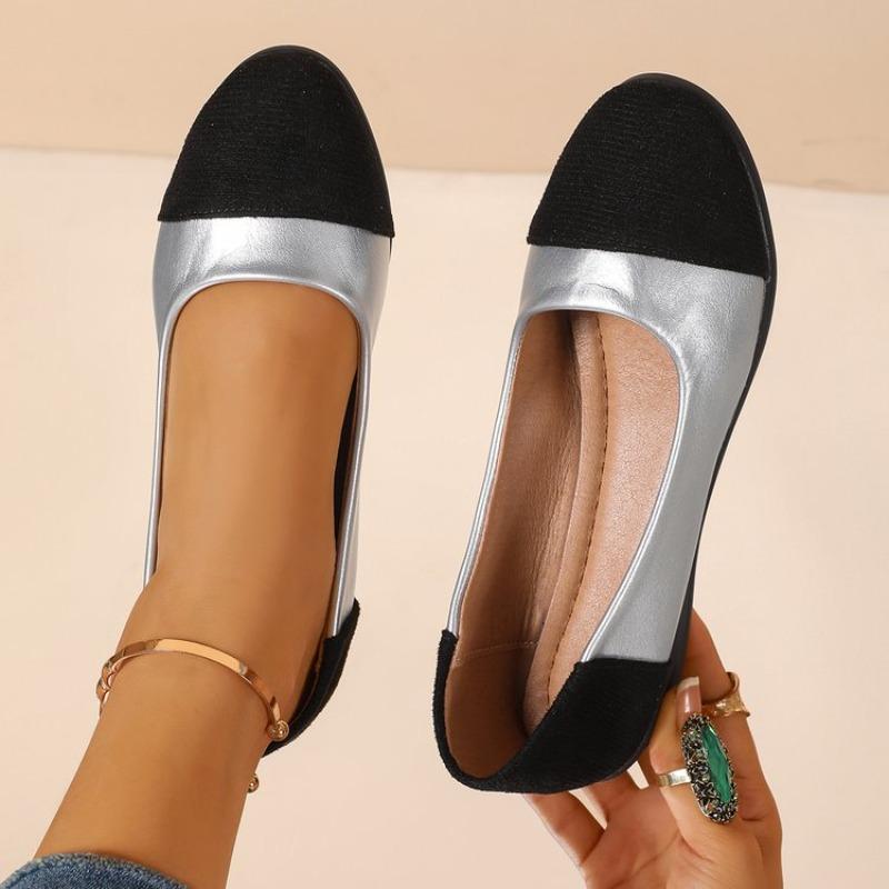 Fashion 2025 Spring New Women's Shoes Fashion Color Blocked Shoes Light Mouth Pointed Flat Bottom Small Single Shoes for Women