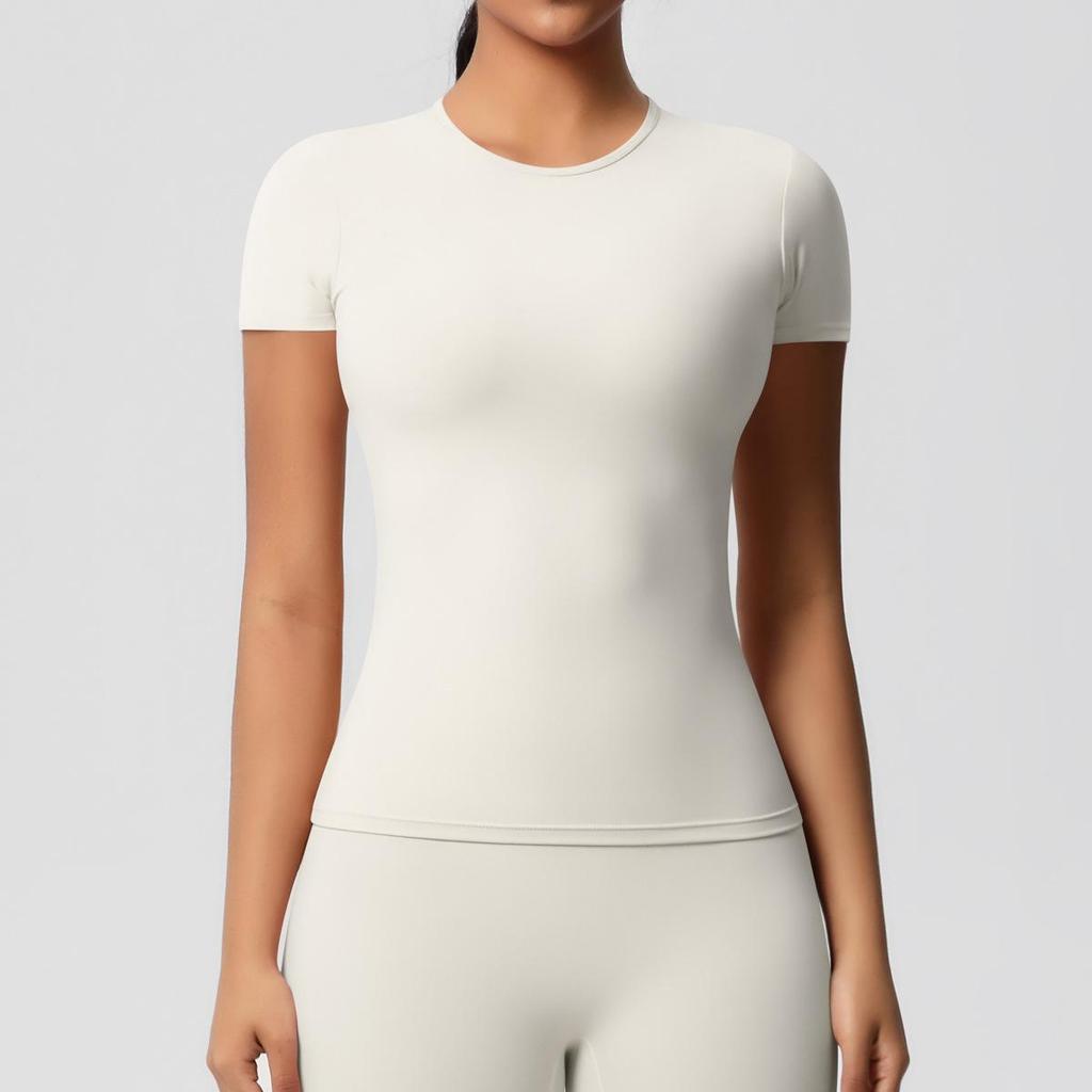 Damen Sport-T-Shirt mit doppelseitig gebürsteter Innenseite zum Laufen und für Yoga