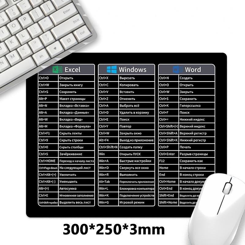 Russian Keyboard Shortcut Reference Mouse Pad With Non Slip Rubber Base Clear Office Shortcuts Print For Home Office Workers