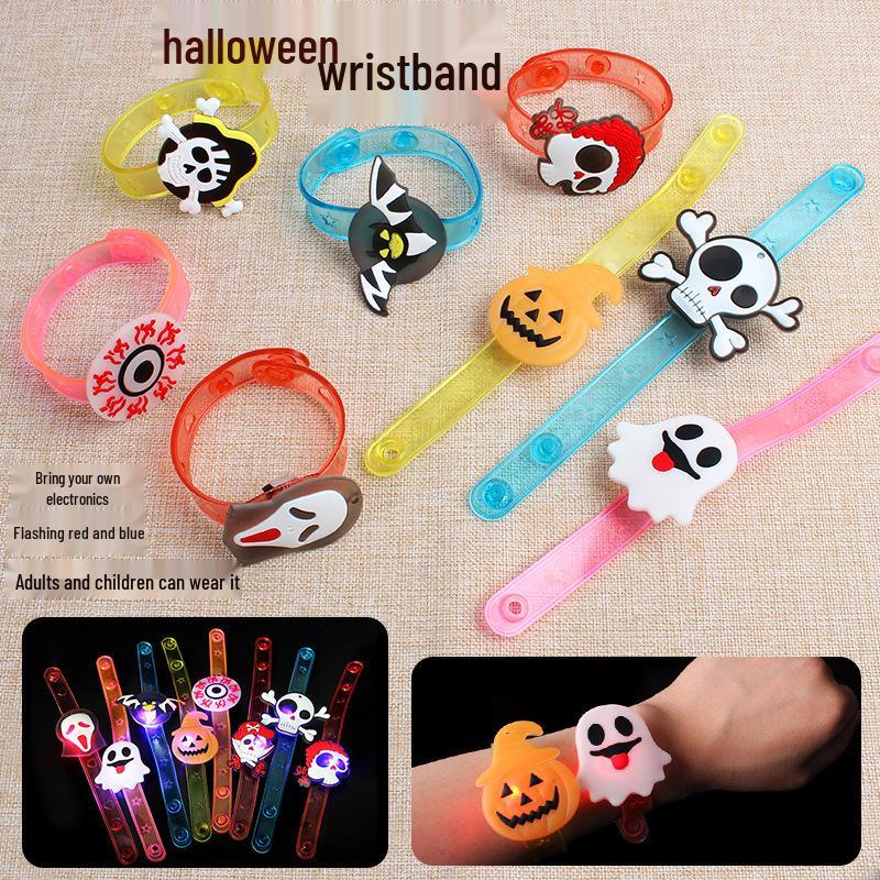 Halloween Light-Up Rings - Pumpkin, Skull, and Bat Designs for Parties
