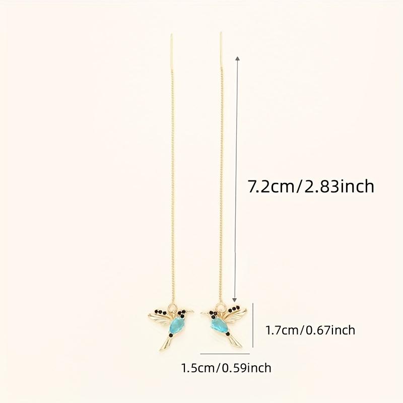 [Golden Birdie Earrings] READKISS Golden Elegant Dangle Birdie Ear Line Stud Earrings with Zirconia Tassels | Perfect for Parties and Weddings