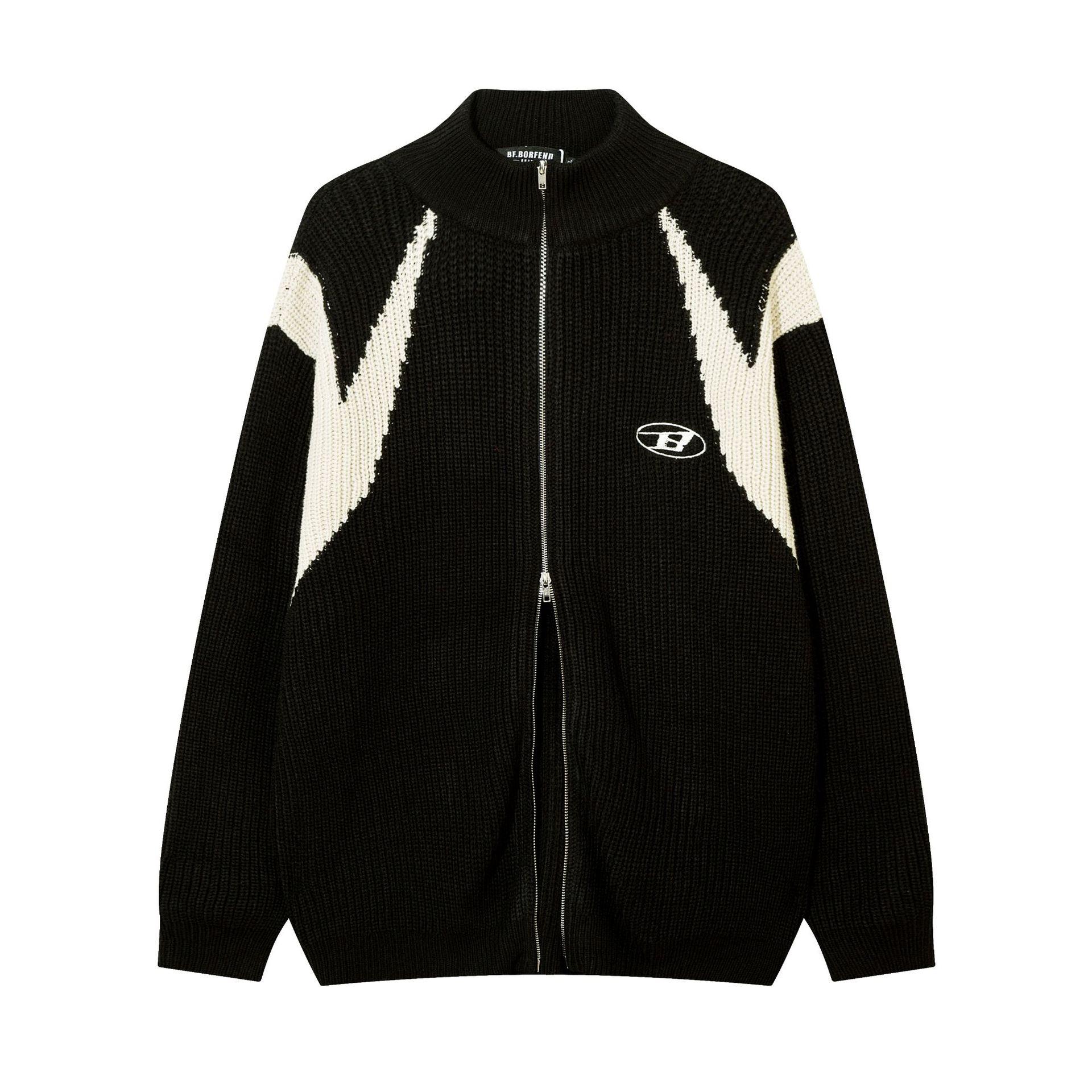 

Мужская осенне-зимняя вышитая трикотажная куртка-кардиган, свободный свитер на молнии XS чёрный