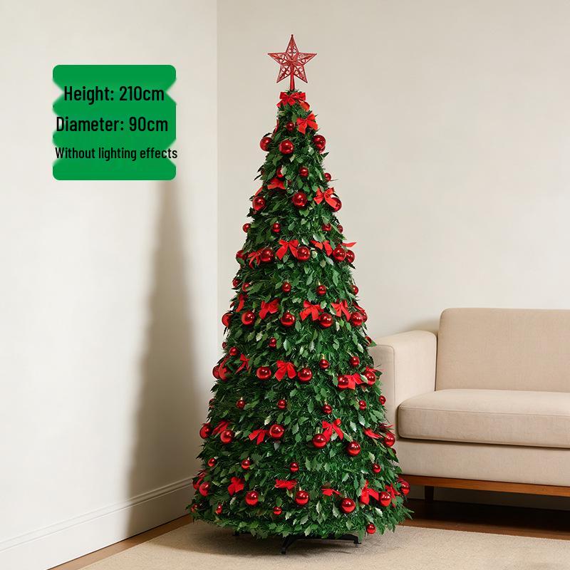 Automatic Folding Telescopic Christmas Tree with Lights for Home, Commercial, and Supermarket Decorations
