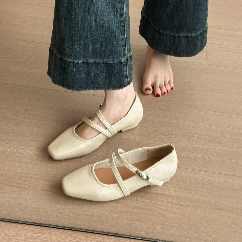 

High Heel 2025 Ballet French Small Leather Shoes Middle Heel Spring And Autumn Coarse Heel New Silver Mary Jane Single Shoes Women S Skirt 39