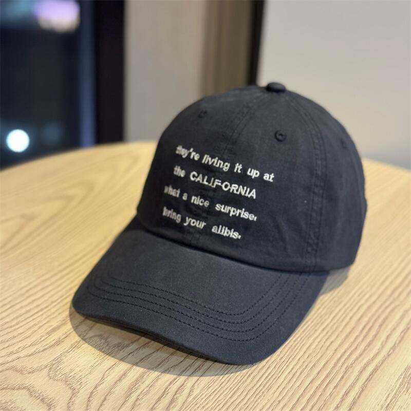 

High-quality new washed soft-top Korean-style embroidered letter baseball cap for women, sun-shading duckbill cap, trendy and versatile Adult54-60Adjustable чёрный