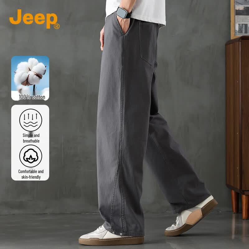 JEEP Men's Trendy Pure Cotton Straight-Leg Casual Pants