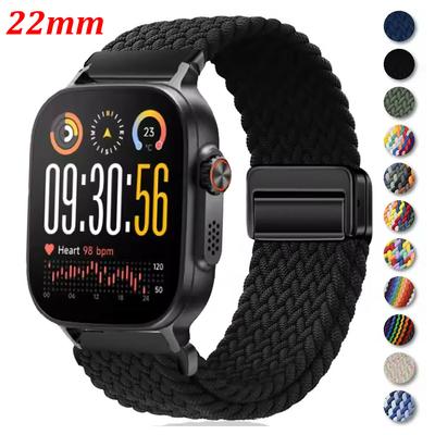 22mm Magnetic Bracelet For Realme Watch 5 Braided Loop Nylon Strap For Realme Watch S2 S S Pro/Realme 3 3 Pro 2 2 Pro Band