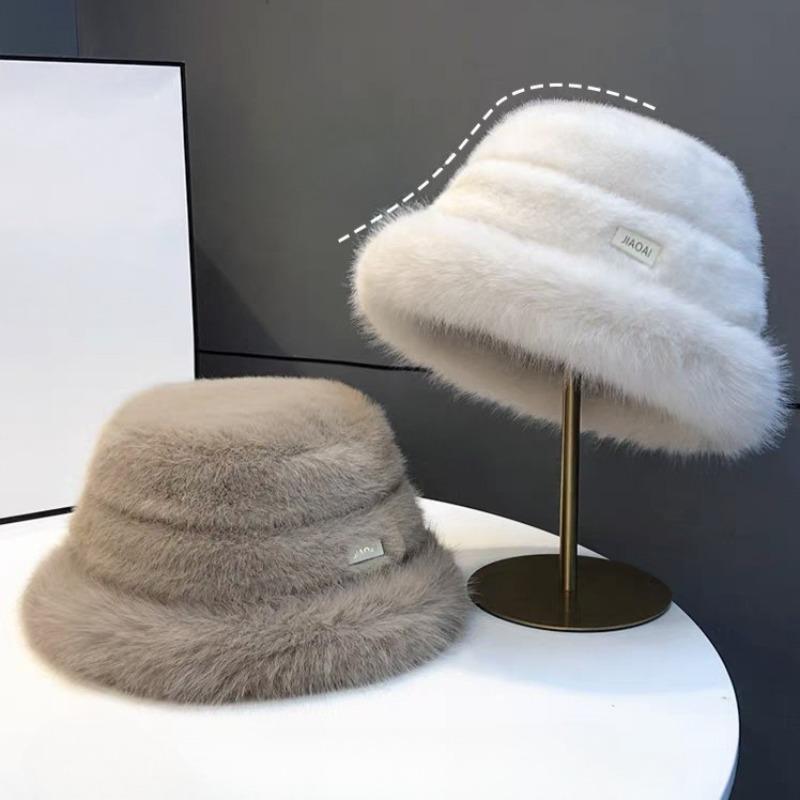 Winter Big Head Waist with Plush Fisherman's Hat Ear Protection Korean Edition Thickened Warm Plush Bucket Hat