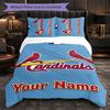 St. Louis Cardinals Customized Name Text Bedding Set, 1 Duvet Cover & 2 Pillowcases Personalized Bedroom Gift