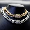 12mm Interval Zircon Cuban Chain Halsband Herr och kvinnor Europeisk och amerikansk hiphopkedja