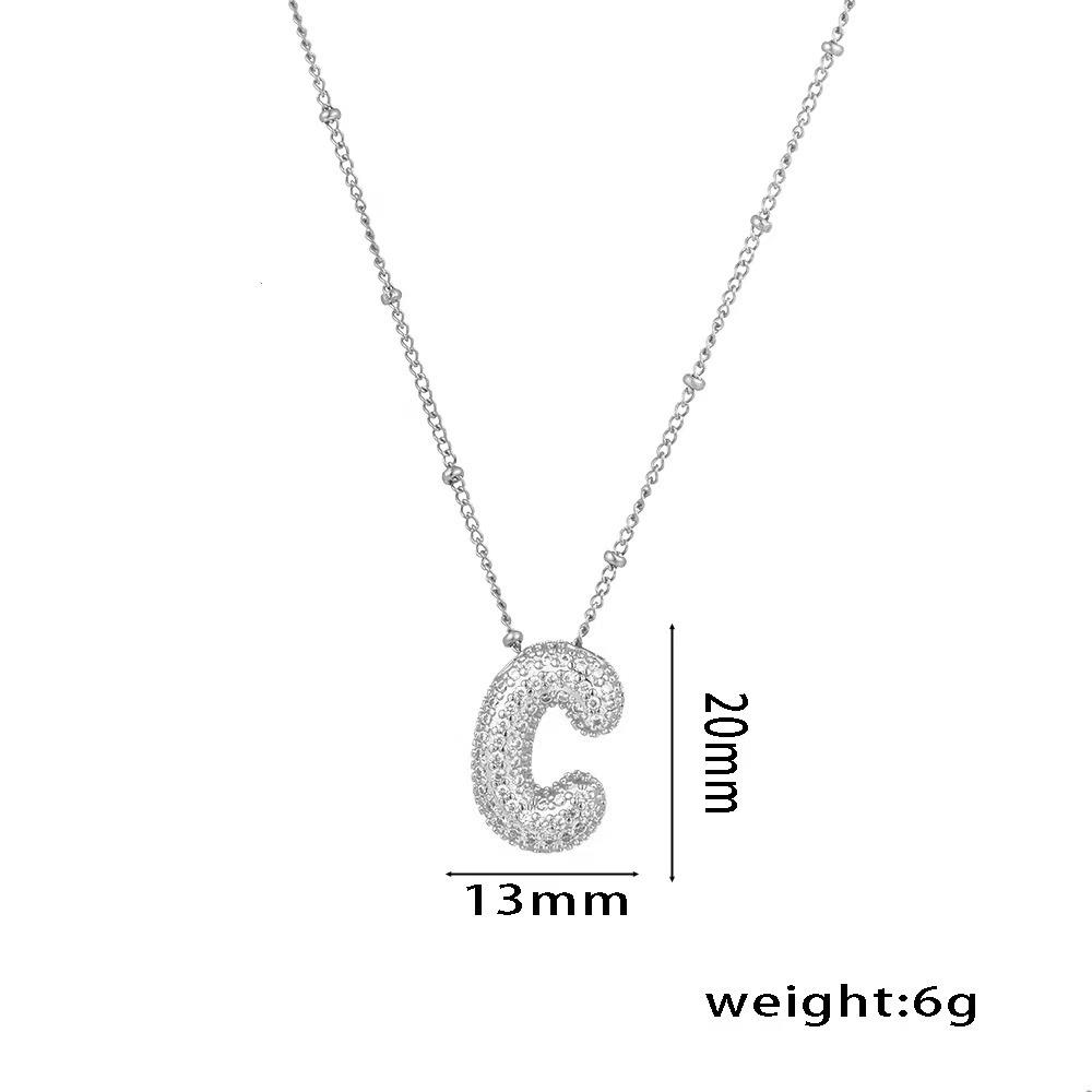 18K Gold-Plated Copper Necklace with Micro-Inlaid Zirconia & 26 Letter Pendant - Classic and Versatile European-American Jewelry