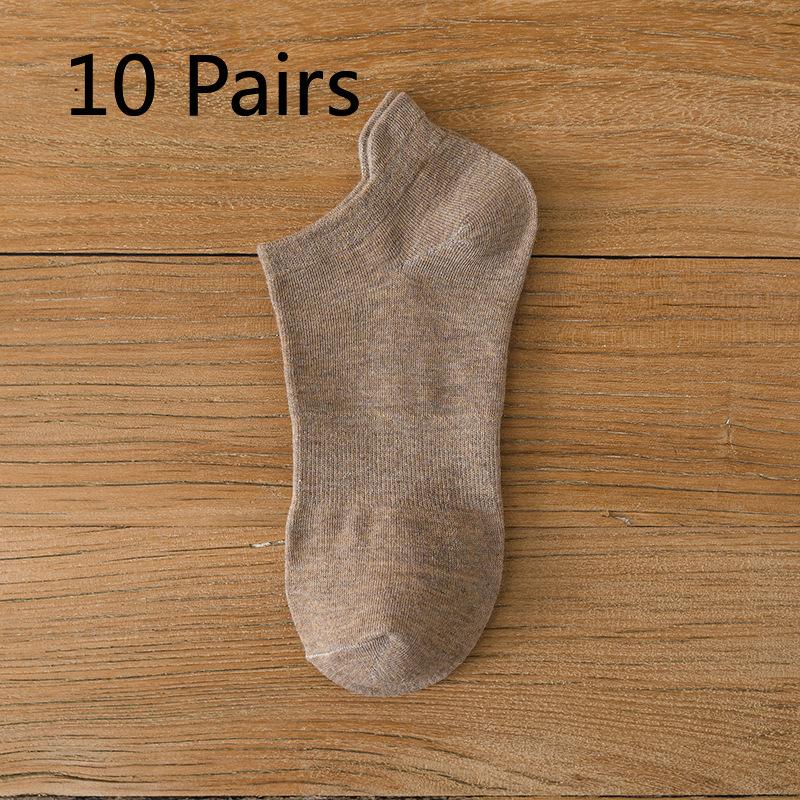 10 Pairs of Men's Short for Summer, Thin, Breathable, Moisture-wicking, Men's Low-top Solid Color Anti-odor, Shallow Opening Sweat-absorbing Socks