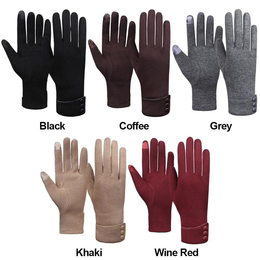 Fleece Lined Winter Warm Gloves Windproof Cold Proof Full Finger Gloves Comfortable Touch Screen Gloves