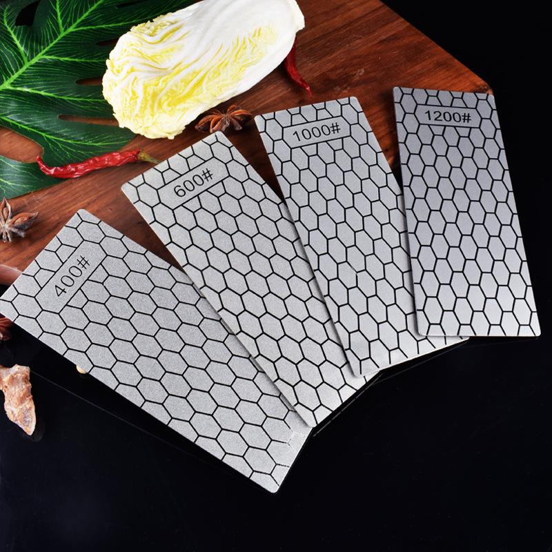 Double-Sided Diamond Kitchen Knife Sharpener Rod with Honeycomb Whetstone Plate