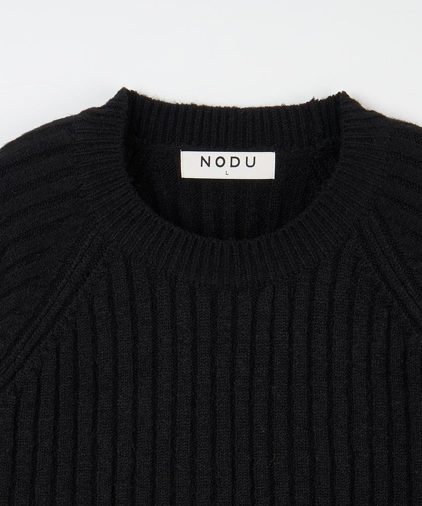 NODU Ribbed Raglan Diagonal Knit [Black]