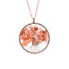 Ancient Red Copper Winding Natural Stone Crystal Tree Of Life Necklace Colorful Stone Necklace Jewelry N105