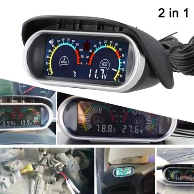 Sleek Design 2 In 1 Car Dashboard LCD Water Temp Gauge & Volt Meter with Sensor