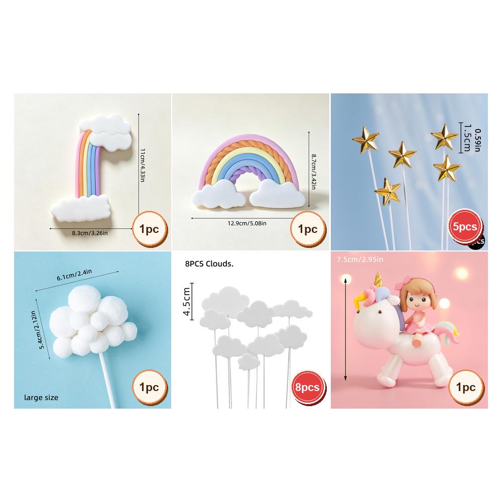 Unicorn Rainbow Cake Topper - Pink Cartoon Decoration for Children's Birthday Party