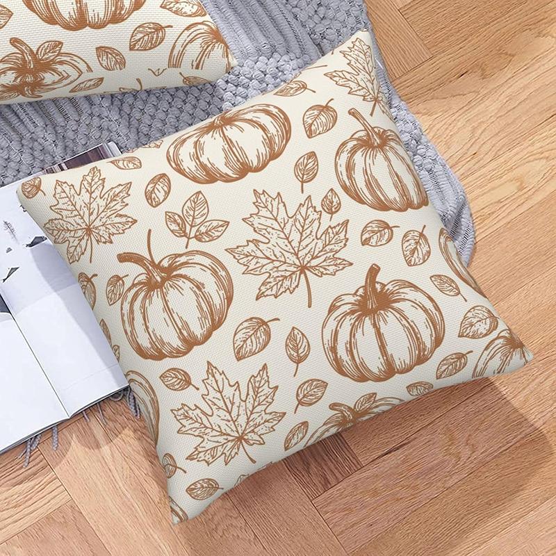 Halloween Throw Pillow Cover with Cat, Skull & Ghost Patterns - "Trick or Treat" Decor for Sofa