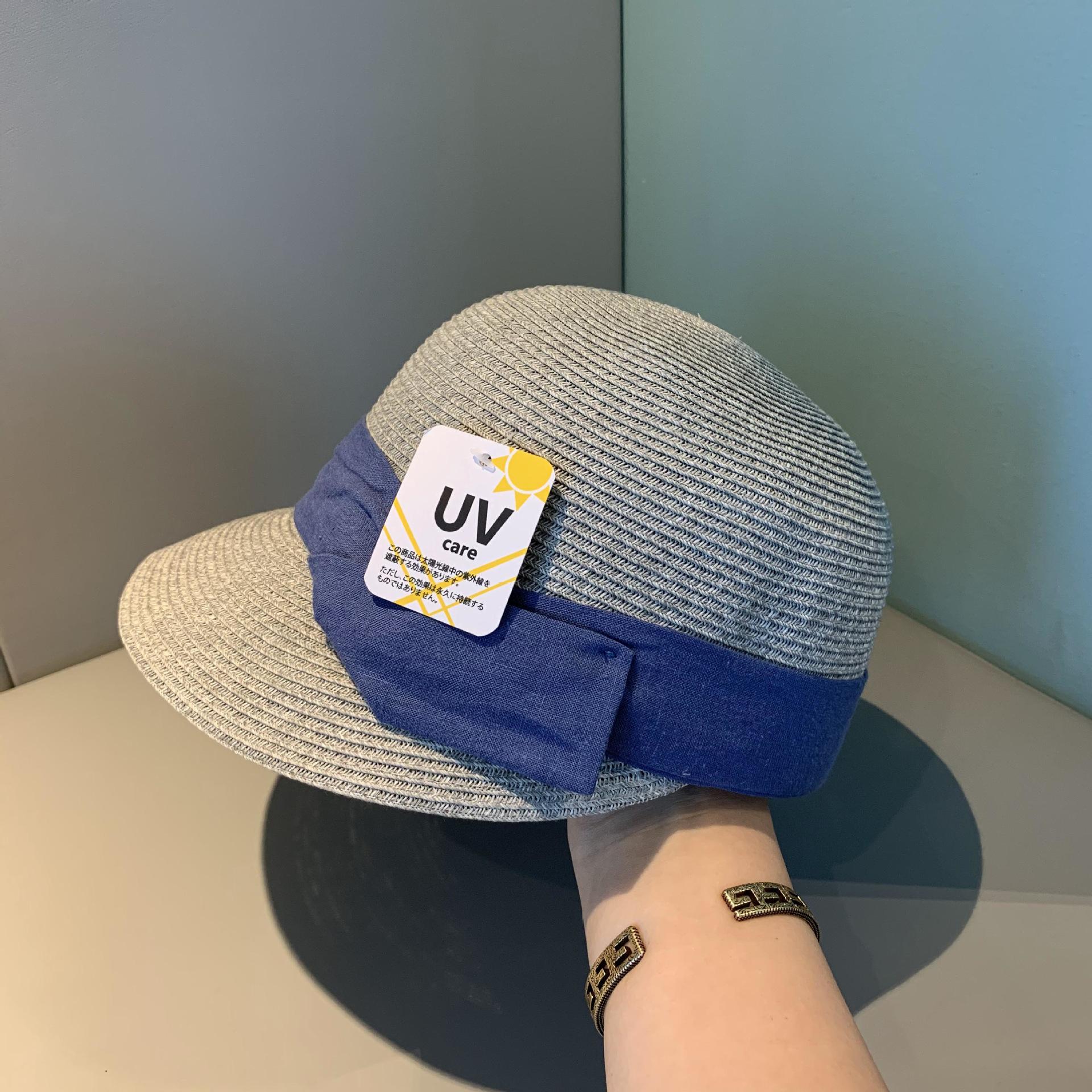 

Чистая соломенная конная шляпа знаменитостей, японская повседневная модная утиная шляпа, женская уличная шляпа с короткими полями и козырьком M 56-58cm синий