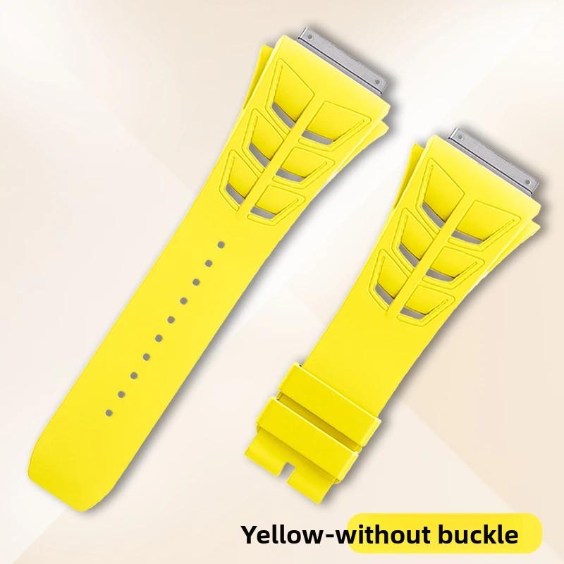 Steel head FKM Rubber Watchband For Richard Miller RM055 RM030 RM35-01 RM35-02 RM35-03 Watch Strap Soft Fluororubber accessories