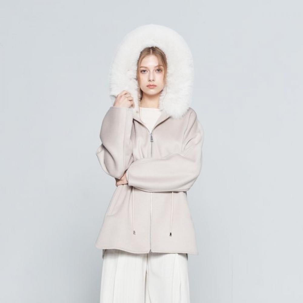 Sabatier Jachetă Pelerină din Lână cu Guler de Blană de Vulpe J22490ss