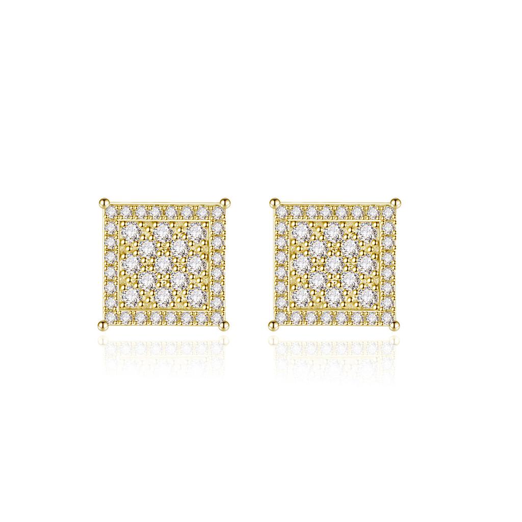 Luxurious 18K white gold and platinum PT950 hip-hop earrings for men and women, fashionable moissanite D color earrings