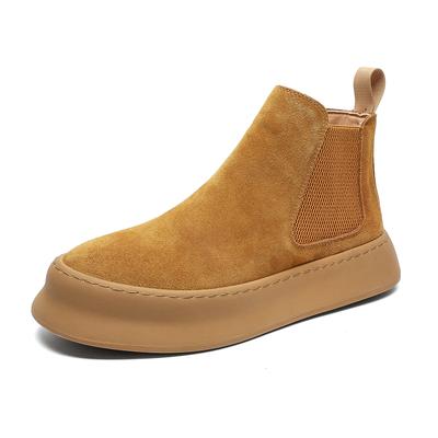 Bottines Chelsea pour homme en cuir véritable à enfiler en daim chaussures décontractées polyvalentes de haute qualité bottines de cheville style vintage business botas