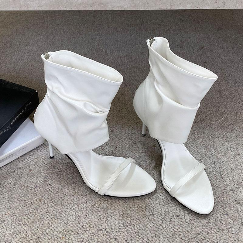 

Мода Мода Открытый Носок Женские Тонкие Каблуки Босоножки на Щиколотке Сапоги Обувь С Молниями Женские На Каблуке Современные Босоножки Ботильоны Обувь Для Леди 35 белый