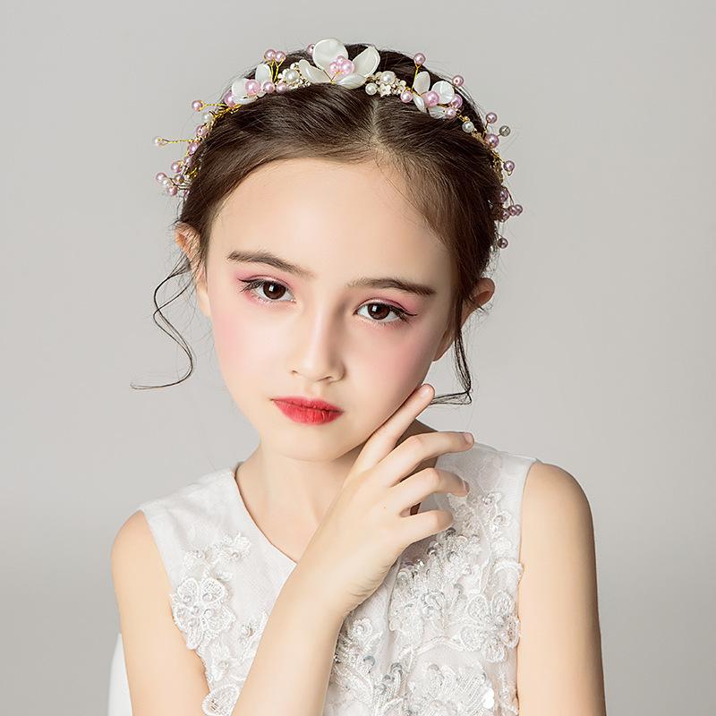 New Trendy Flower Hair Jewelry Gold Pearl Handmade Bridal Wedding Headband Rhinestone Hairband Women Hair Accessories Ornaments