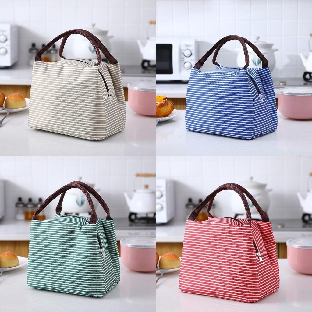 Factory Direct Sales Striped Design Insulated Lunch Bag Thermal Bag Cube Shape