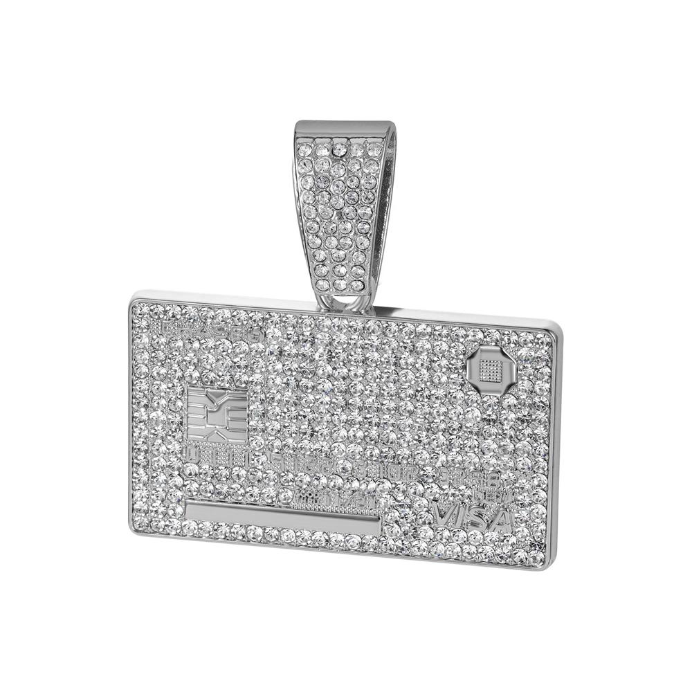 

Men s Hip Hop Credit VISA Card Pendants With 13mm Miami Cuban Chain Iced Out Bling Bank Card Necklaces Fashion Jewelry for Woman