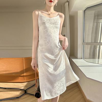 Vestido Halter Feminino Verão Jacquard Sexy Vestido Macacão High-end Luxo Leve Vestido Menina Mais Velha